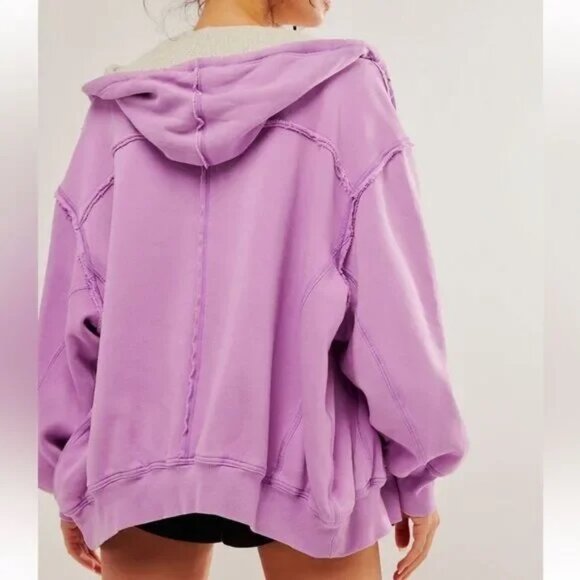 NWOT Free People We the Free By Your Side Lined Hoodie Bubble Tea size- LARGE - Picture 3 of 5